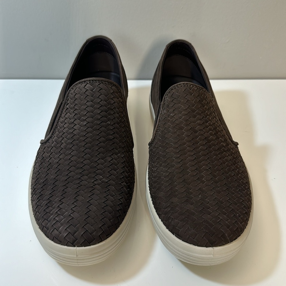 Ecco Soft 7 Woven Brown Leather Slip On Sneaker Shoes Size 42(8-8.5) - Picture 5 of 15